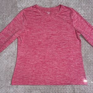 Amazon Essentials Womens Heather Pink Long Sleeve Active Tee